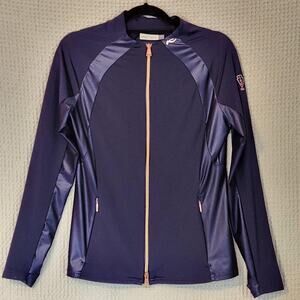 KJUS Track Jacket Womens Medium Blue Softshell Full Zip IHC 1914 Activewear